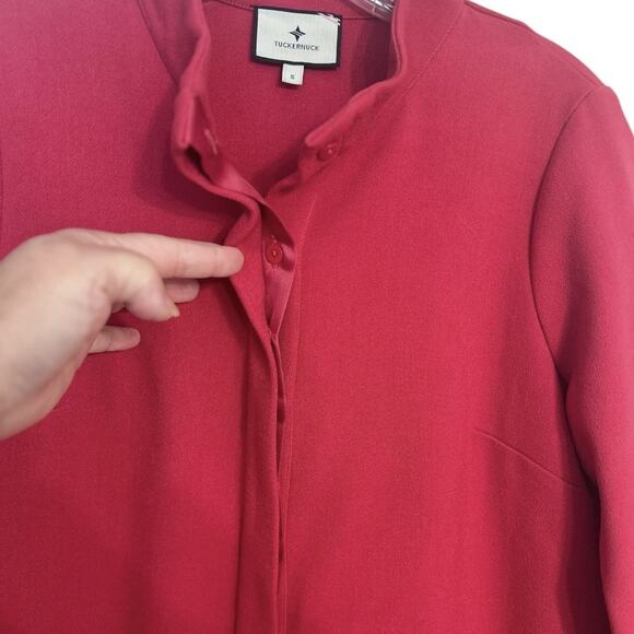 Tuckernuck Avery Mini Dress Stretch Crepe Women's S Pink Hidden Button Placket - Picture 4 of 6